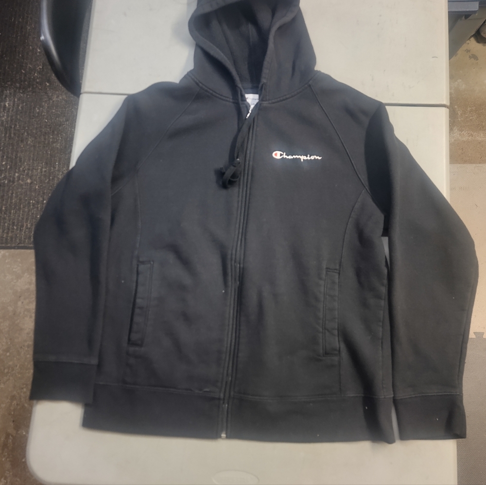 Champion Full Zip Hoodie - Black - Mens Large